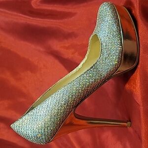 ENZO ANGIOLINI sz7.5 Smiles Easmiles platform stiletto RAINBOW GLITTER